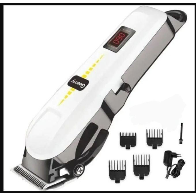 Geemy Rechargeable Saloon Hair Clipper Beard Shaver Hair Trimmer Shaving Machine - White, Black